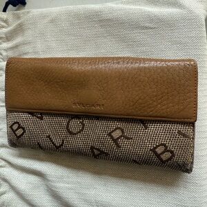 Bulgari Tan and Brown Wallet